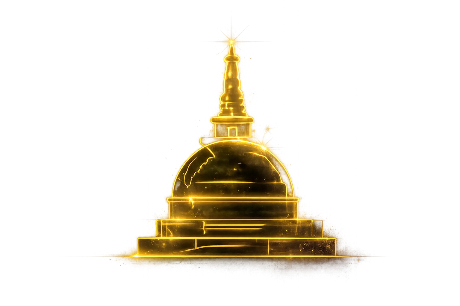 Glowing golden stupa outline